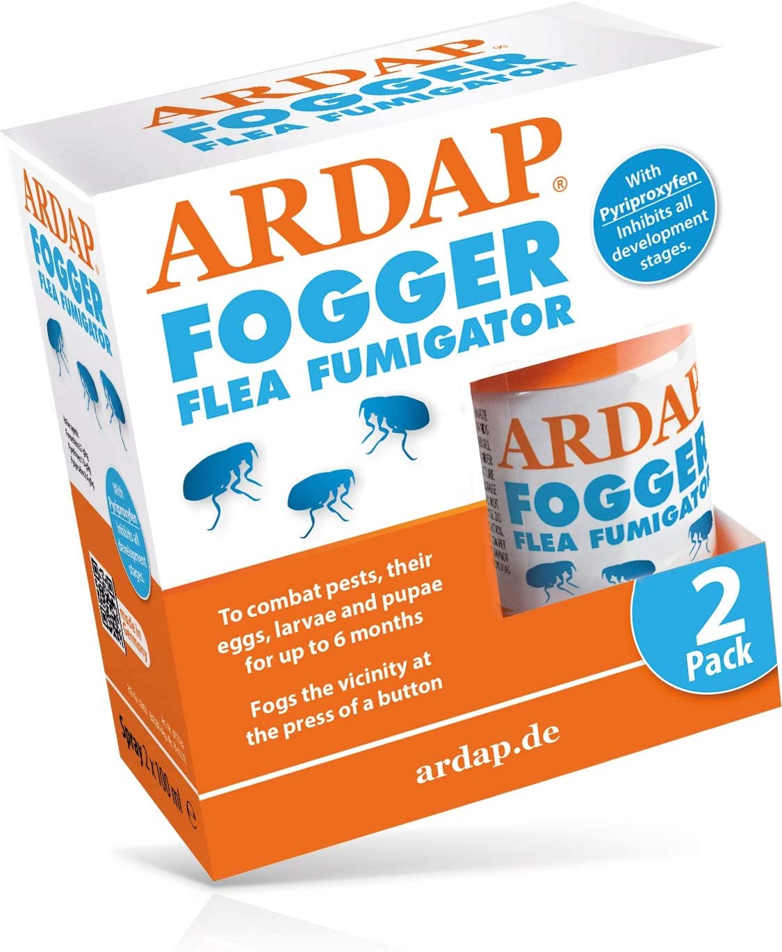 ARDAP Fogger Flea Fumigator 2x 100ml | Insect and bug killer for household and premises, Immediate and Long lasting effect