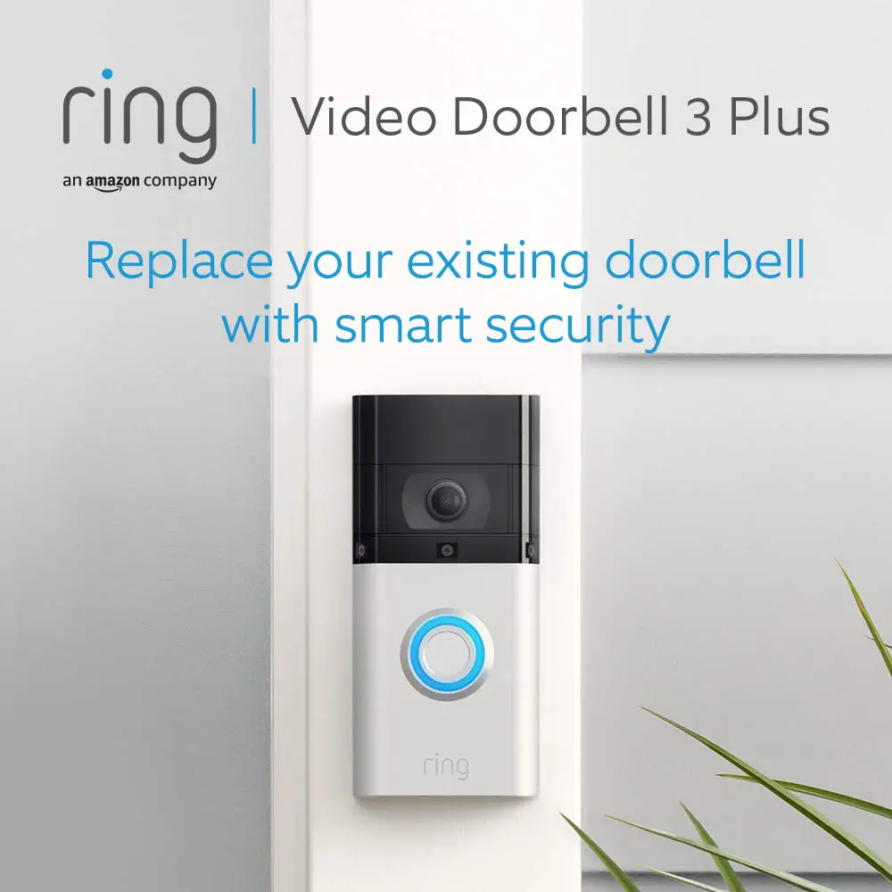 All-new Ring Video Doorbell 3 Plus | 1080p HD video, Advanced Motion Detection, 4-second previews and easy installation | With 30-day free trial of Ring Protect Plan