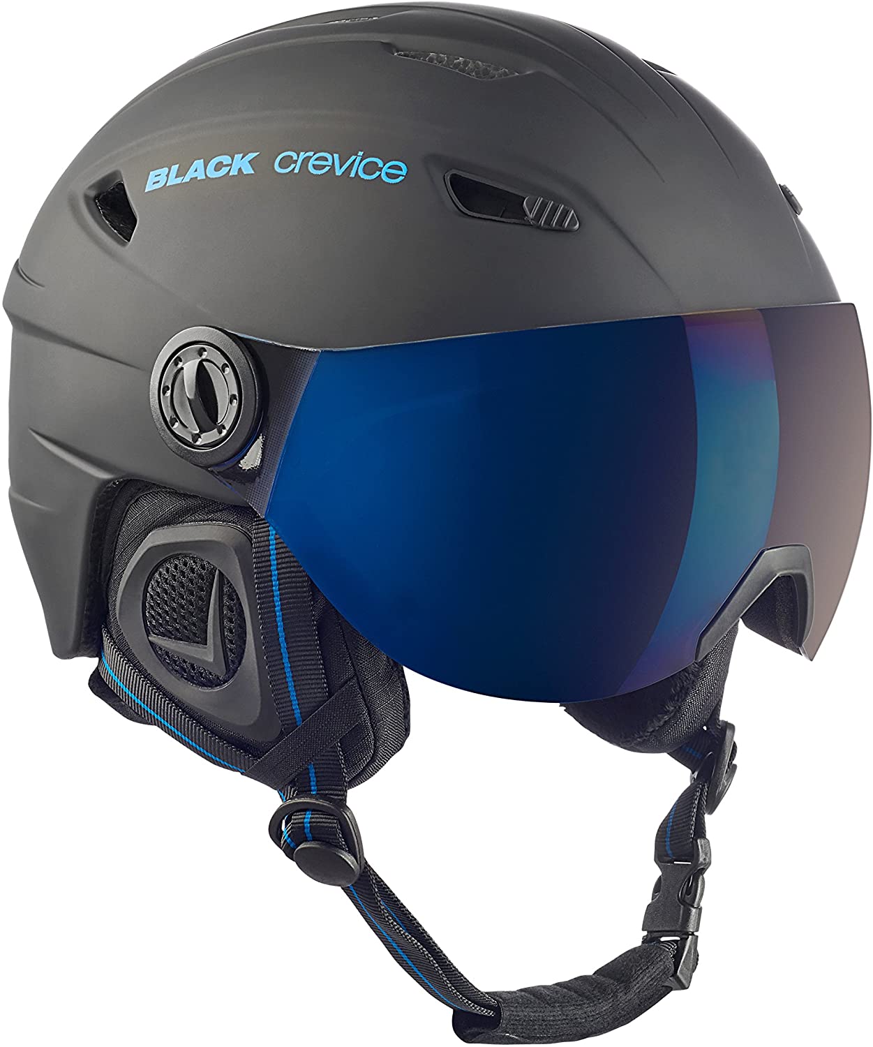 Black Crevice Adults Ski Helmet with Visor