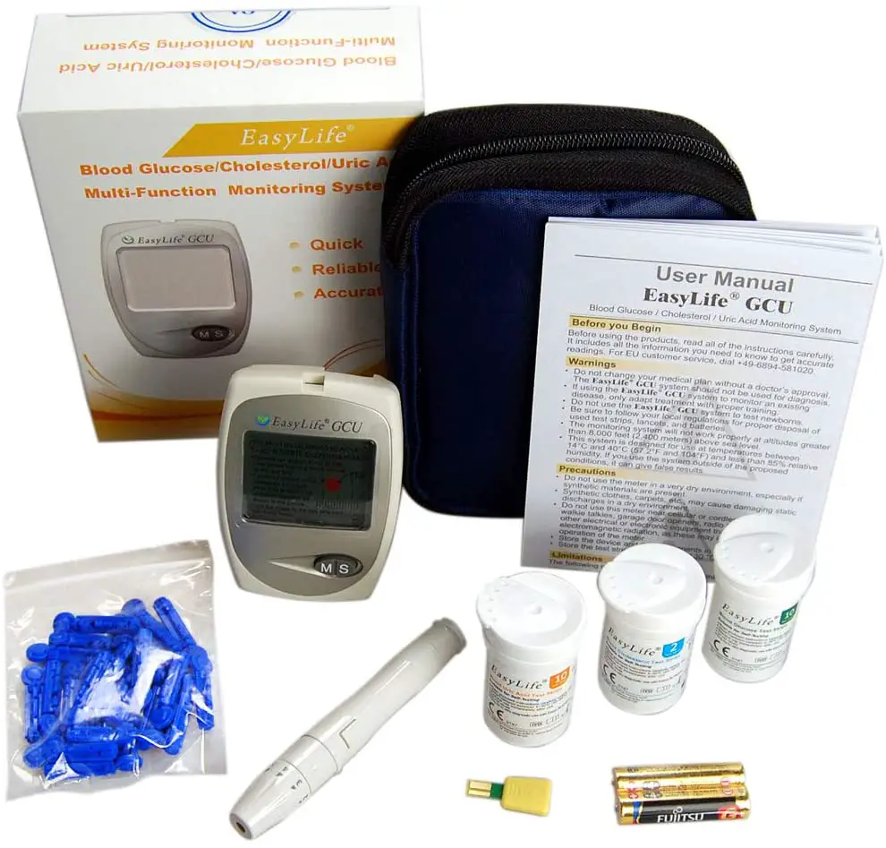 Blood Cholesterol Monitor kit 3 in 1 Meter System, EasyLife Blood Cholesterol, Blood Glucose and Blood uric Acid Test kit