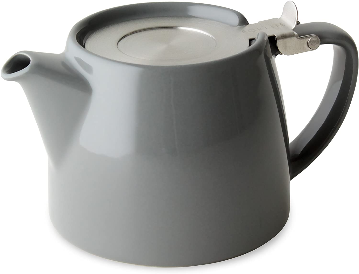 FORLIFE Stump Teapot with SLS Lid and Infuser, 18-Ounce, Gray