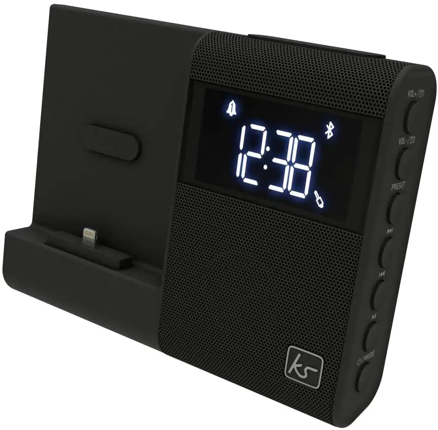 KitSound X Dock 4 Plus Dual Alarm Clock FM Radio Speaker Dock with Lightning