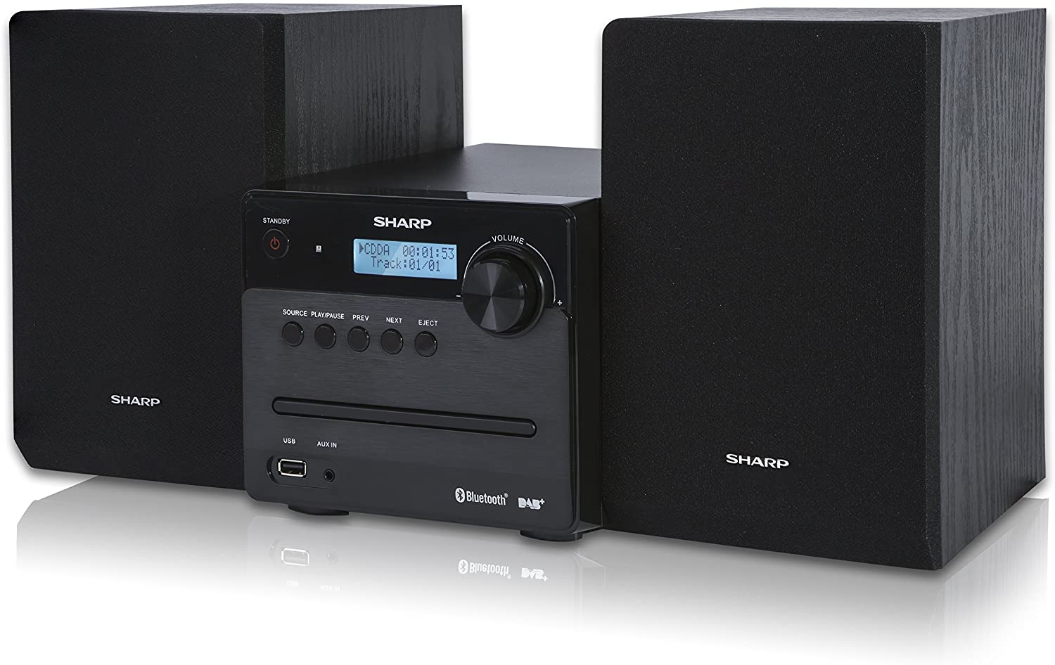 SHARP XL-B515D(BK) Micro Sound System 40W with DAB+ Digital & FM Radio, Bluetooth, USB, Aux & CD Playback –