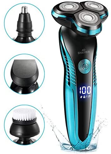 Seaboat Electric Shaver 4 in 1 Men's Shaver 3 Sheets Multifunction Blade Razor Nose Haircut Water Wash Electric Shave LED Display USB Fast Charge Portable for Your Daily Use and Travel