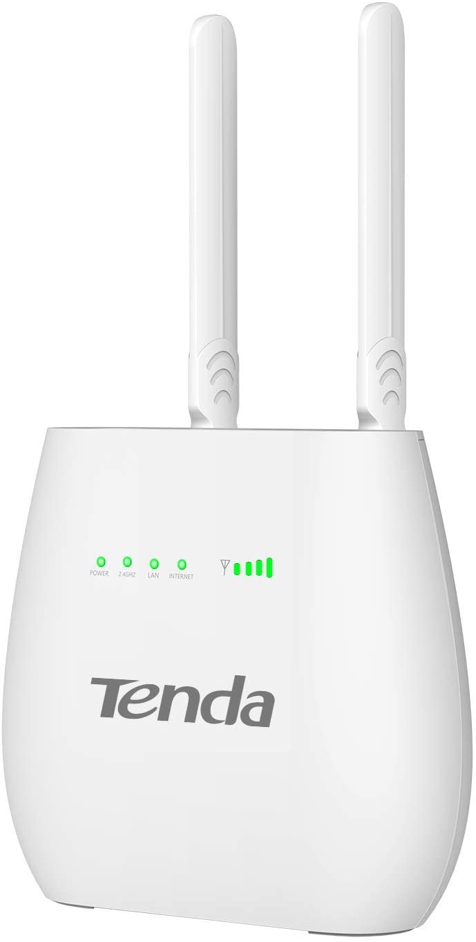 Tenda 4G680 300Mbps 4G Mobile Wi-Fi Router, SIM Slot Unlocked, No Configuration required, 2 Detachable Antennas, 2 Gigabit Ports, Data Traffic Monitoring, UK Plug