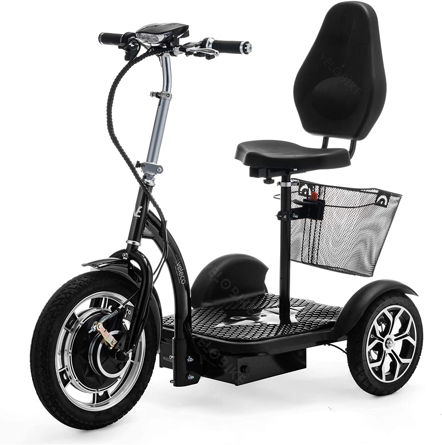 VELECO 3 Wheeled Folding Electric Scooter Mobility Trike ZT16 (Black)
