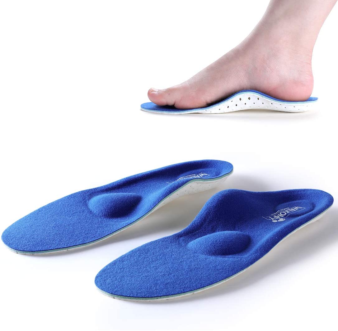 Walkomfy Foot Arch Support Insoles Memory Foam Work Insoles for Men Women, Orthotic Insoles Shoe Insert for Severe Flat Feet, Plantar Fasciitis, High Arches.
