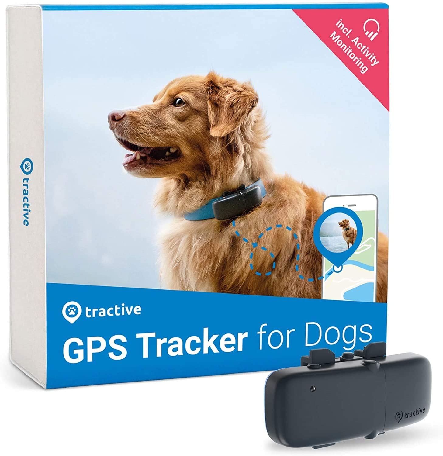 Tractive GPS Tracker for Dogs, unlimited Range, Activity Monitor, Waterproof (newest model)