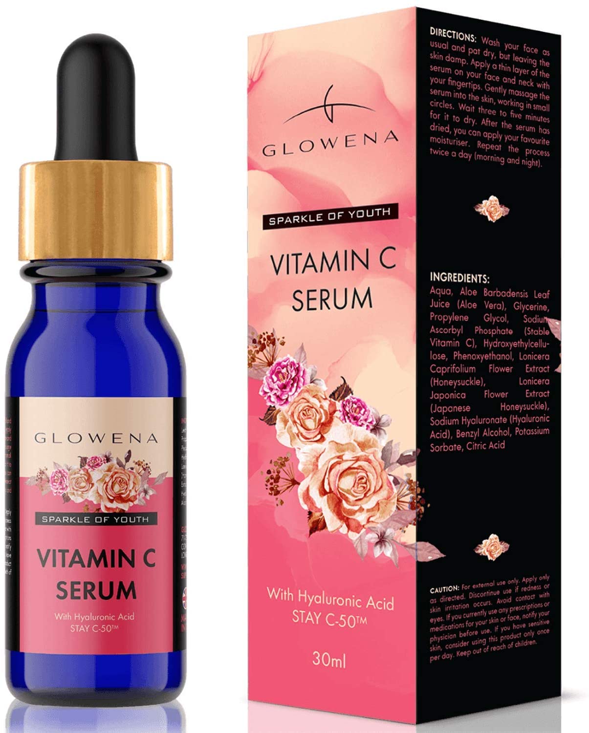 Glowenca Premium Face Serum with Vitamin C and Flower Extracts