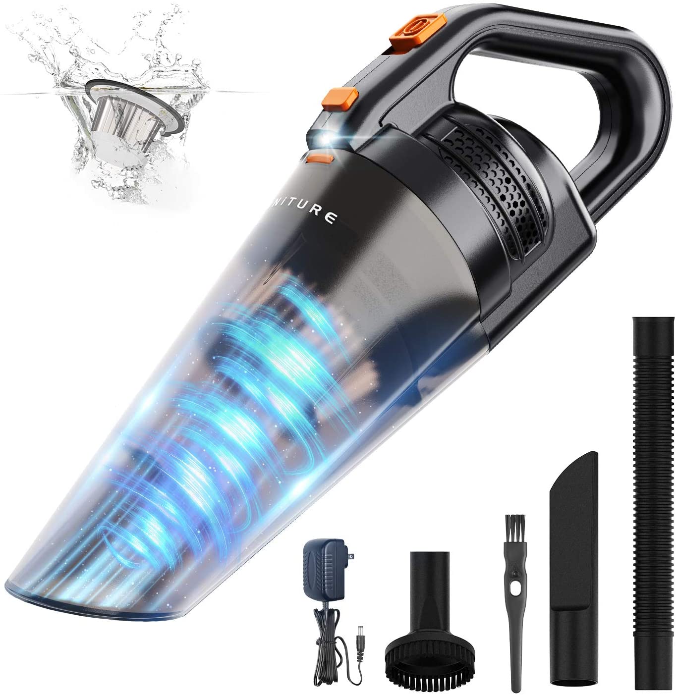 HONITURE Handheld Vacuum Cleaner Cordless,9000PA Rechargeable Handheld vacuums,Powerful Cyclone Suction,3H Charge,Portable Hand Held car Vacuum,Wet Dry Vacuums with LED for Pet Hair,Home