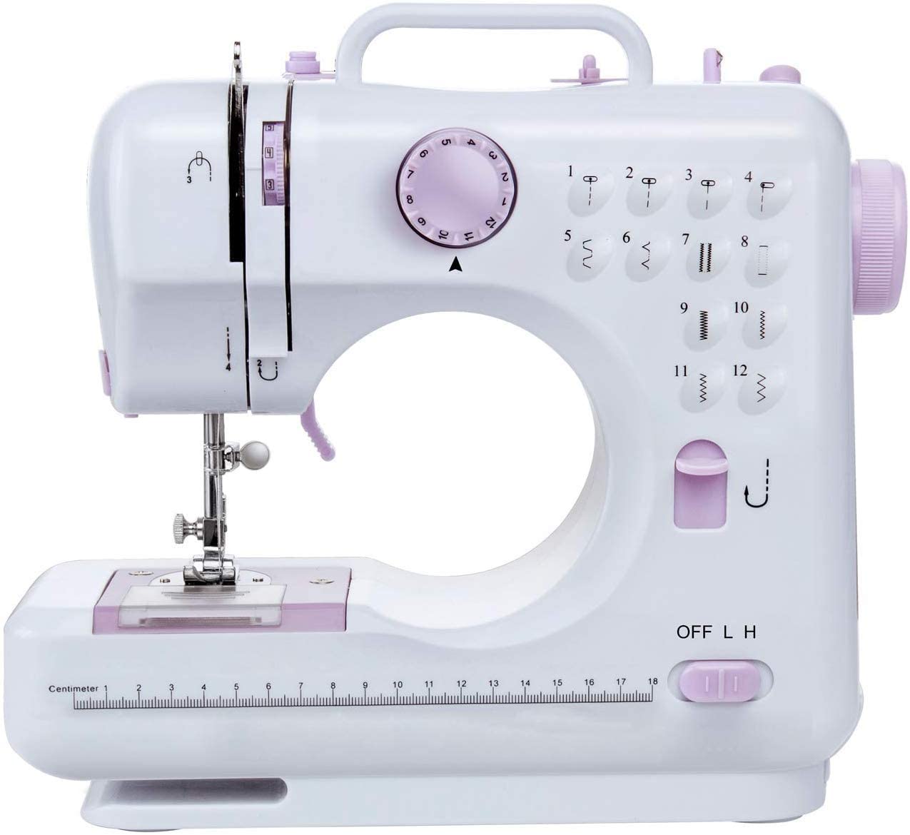 Sewing machine-12 Stitch Patterns Foot Pedal Double Speed Control Sewing Machine with Replaceable Presser ，Electric Overlock Sewing Machine Small Household Sewing Tool 2 Speed