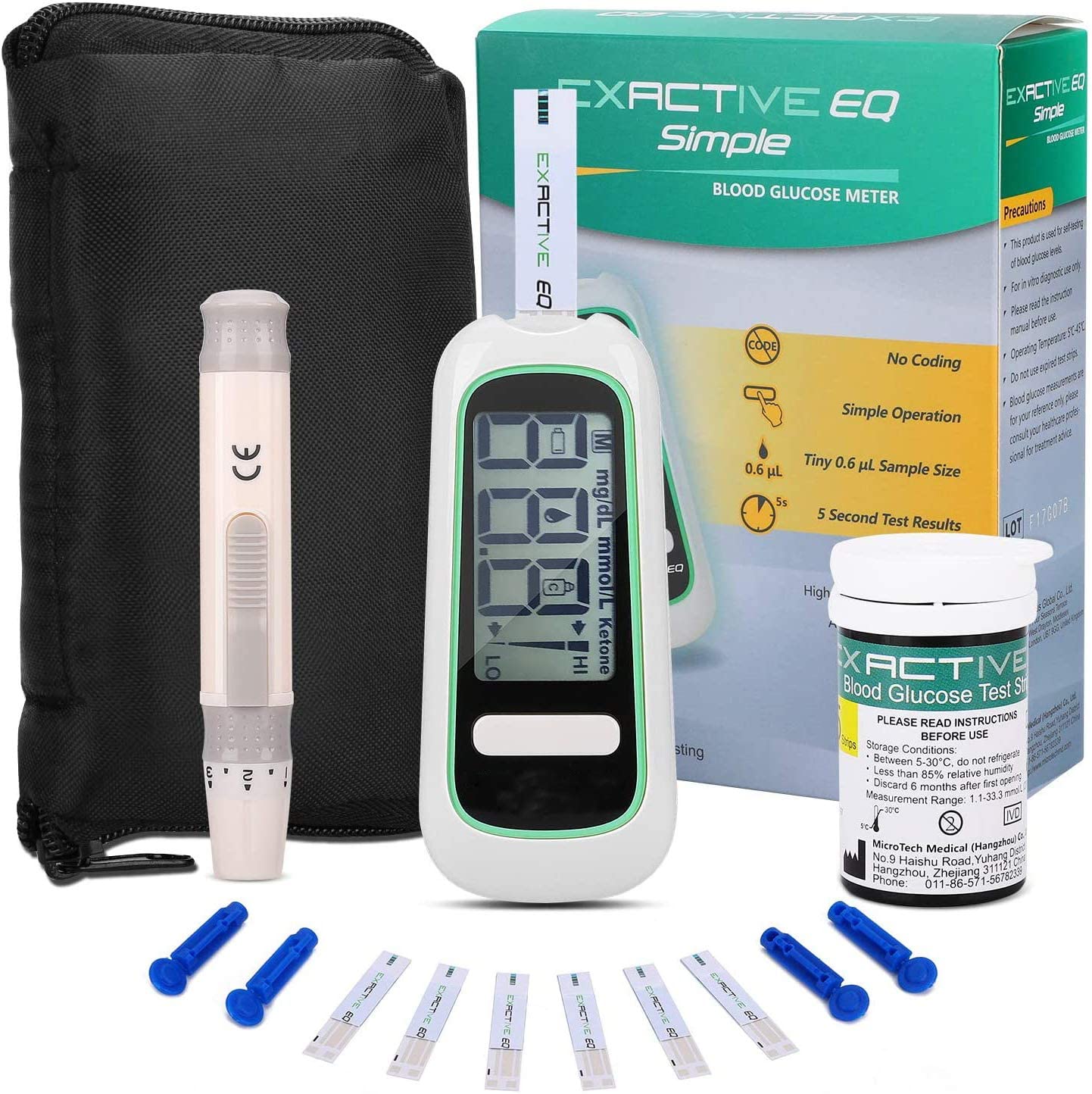 Breathalyzer Blood Glucose Monitor Meter, Diabetes Testing Kit Blood Sugar Tester with 100 Codefree Test Strips