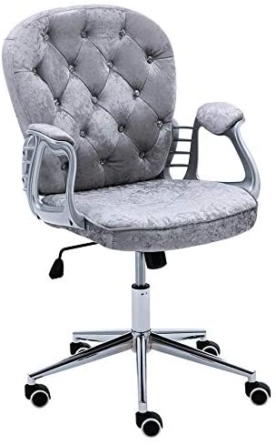 Warmiehomy Classy Grey-Velvet Office Chair
