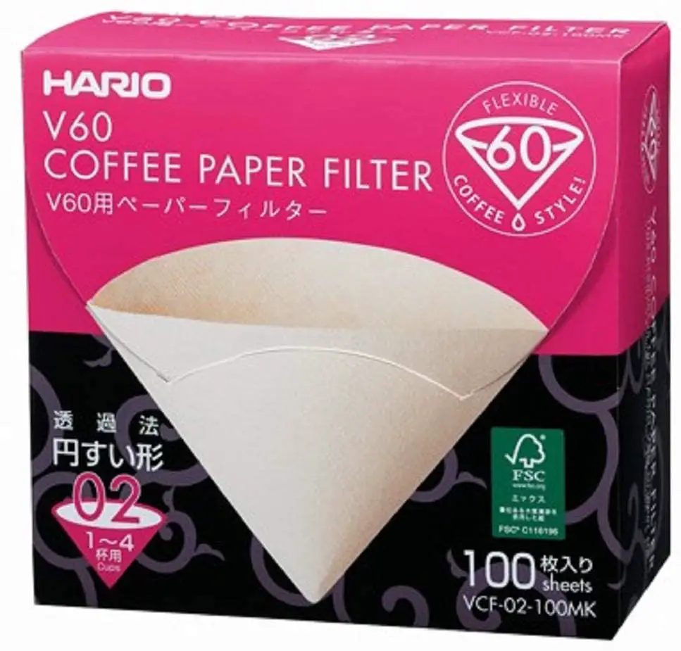 HARIO VCF-02-100MK 1-Piece Box of Paper Filter for 02 Dripper Misarashi